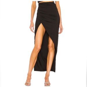 Superdown Lydia Black Maxi High Slit Skirt | Size M